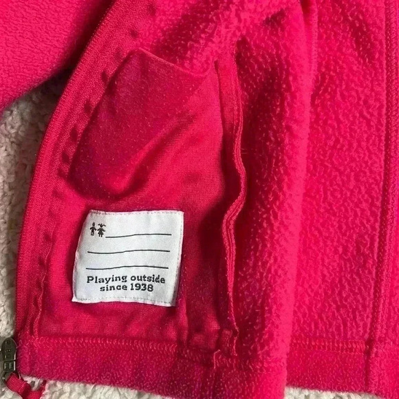 GIRLS COLUMBIA BRIGHT PINK FLEECE COAT SIZE X-SMALL 6/7 PREOWNED - Picture 5 of 5